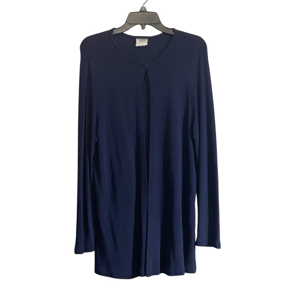 Eileen Fisher Vtg Cardigan Sz Med Longline Navy Classic Timeless Capsule Luxury
